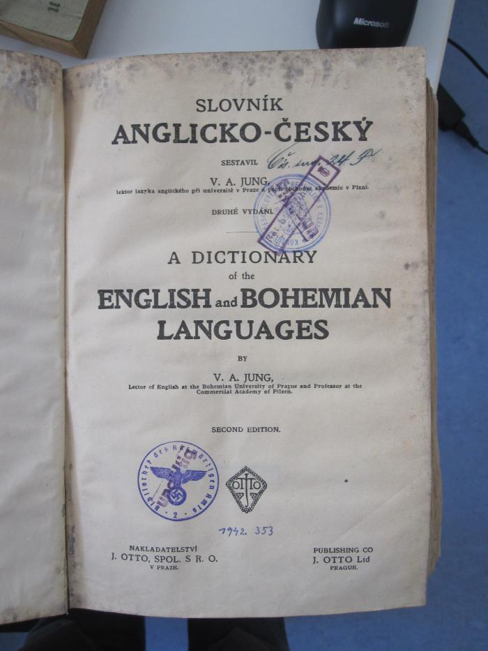  Slovník anglicko-ceský : a dictionary of the English and Bohemian languages (o.J.)