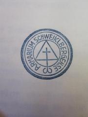 G46 / 3725 (Benediktinerabtei (Schweiklberg)), Stempel: Name, Ortsangabe, Abbildung; 'Armarium Schweiklbergense'.  (Prototyp)