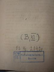 - (Berlin (West). Senat. Bibliothek), Von Hand: Nummer; '(B, XI)'. 