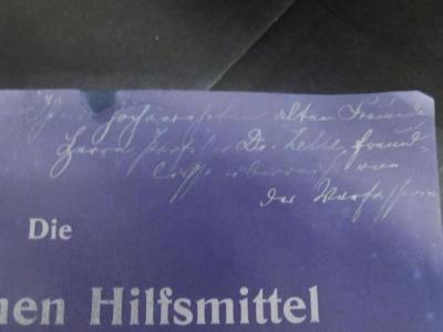 - (Stieglitz, Olga;Zelle, [?]), Von Hand: Name, Widmung; 'Ihrem hochverehrtem alten Freunde
Herrn Professor Dr. Zelle freundlichst überreicht von
der Verfasserin'. 