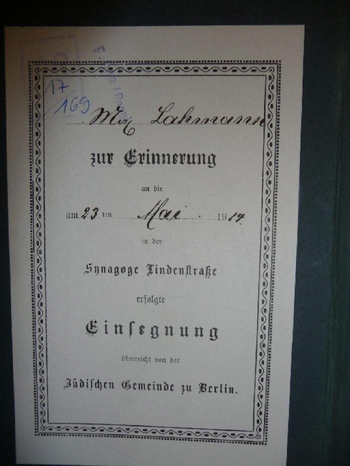 - (Fernsehen der DDR/Requisite), Von Hand: Inventar-/ Zugangsnummer; '17/169'. 