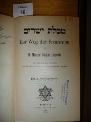 F1 101: Mesillat yesharim : der Weg der Frommen (1906)