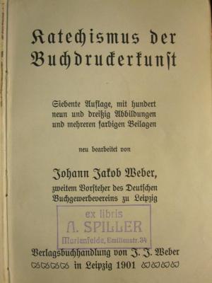 XIV 1210 2. Ex. : Katechismus der Buchdruckerkunst (1901)