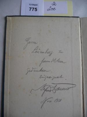- (Löwenberg, [?];Alfred [?]), Von Hand: Widmung; 'Herrn Löwenberg zu freundlichem Gedenken zugeeignet. Alfred [?] [...] Nov. 1928 '. 