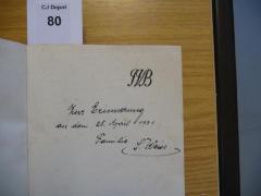 - (Weiss, S.), Von Hand: Widmung; 'Zur Erinnerung an den 25. April 1931
Familie S. Weiss'. 