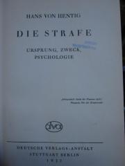 Eh 382: Die Strafe : Ursprung, Zweck, Psychologie (1932)