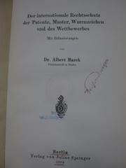 Ef 680: Der internationale Rechtsschutz der Patente, Muster, Warenzeichen und des Wettbewerbes : Mit Erläuterungen (1924)