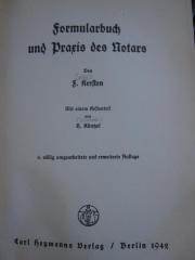 Eh 359 d: Formularbuch und Praxis des Notars (1942)