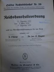 Eg 49 c: Reichshaushaltsordnung vom 31. Dezember 1922, 8. März 1930, 13. dezember 1933 : nebst den Wirtschaftsbestimmungen für das Reich (1934)