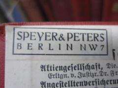 G46 / 3066 (Antiquariat Speyer und Peters (Berlin)), Etikett: Buchhändler, Name, Ortsangabe; 'Speyer & Peters
Berlin NW 7'.  (Prototyp)