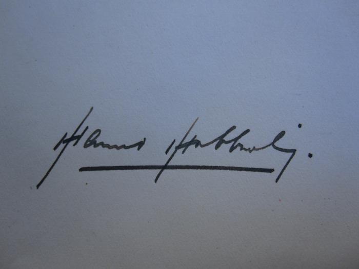 Eh 382: Die Strafe : Ursprung, Zweck, Psychologie (1932);G46 / 3167 (Hebberling[?], Hanns), Von Hand: Autogramm, Name; 'Hanno Hebberling'. 