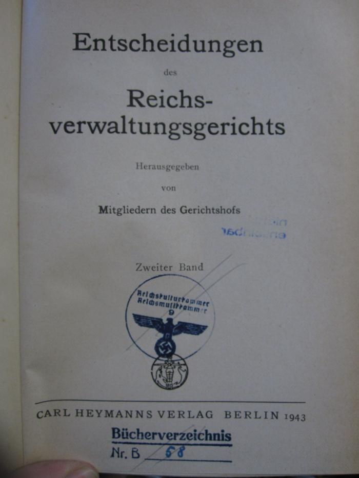 Ei 879 2: Entscheidungen des Reichsverwaltungsgerichts (1943)