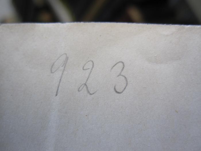 Ek 20 c: Lehrbuch des Deutschen Zivilprozeßrechts (1931);G46 / 2918 (unbekannt), Von Hand: Nummer; '923'. 