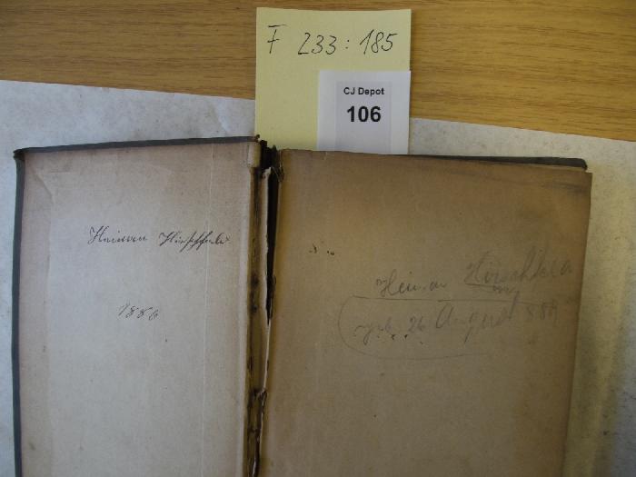 - (Hirschfeld, Heiman), Von Hand: Autogramm; 'Heiman Hirschfeld
geb. 26. August 889'. 