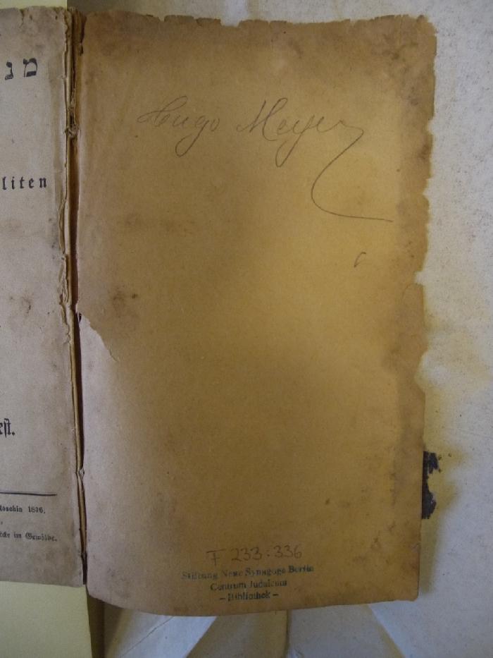 - (Meyer, Hugo), Von Hand: Autogramm; 'Hugo Meyer'. 