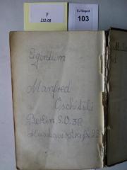 - (Oschitzki, Manfred), Von Hand: Autogramm; 'Eigentum Manfred Oschitzki
Berlin S.O.36
Muskauerstraße 23'. 