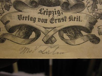 XIV 18933 1861: Berthold Auerbach's deutscher Volks-Kalender auf das Jahr 1861 :  mit Beiträgen von Karl Andree, A. Bernstein, Gottfried Keller, Berth. Sigismund, Rudolf Virchow. Bilder nach Originalzeichnungen von Wilhelm von Kaulbach, Ad. Menzel und Arthur v. Ramberg. (1860);G45 / 758 (Lahn, Max), Von Hand: -; 'Max Lahn'. 