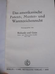 Ep 13 2. Ex.: Das amerikanische Patent-, Muster- und Warenzeichenrecht (1930)