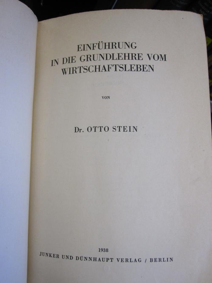 Ga 110: Einführung in die Grundlehre vom Wirtschaftsleben (1938)