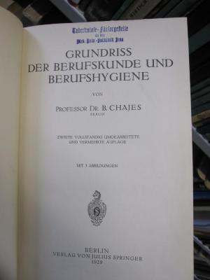 Gc 1 b: Grundriss der Berufskunde und Berufshygiene (1929)