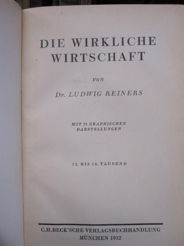 Gd 144 [1.] 1932: Die wirkliche Wirtschaft (1932)