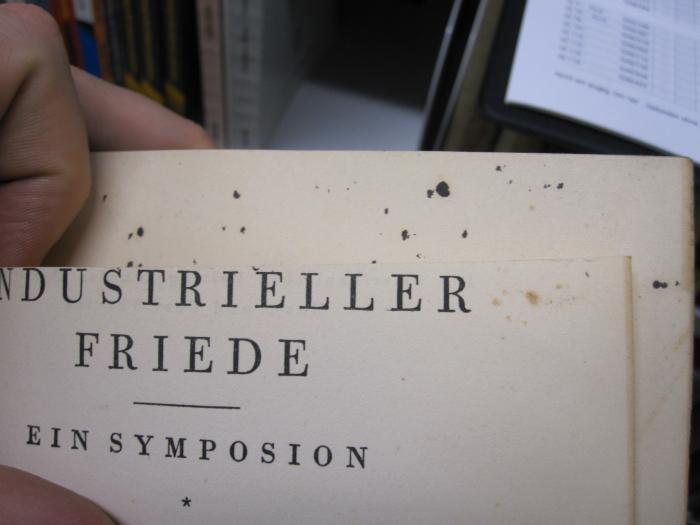 Ge 913: Industrieller Friede : Ein Symposion ([1928]);G46 / 1509 (unbekannt), Ausschnitt: -; '[...]'. 