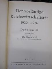 Gd 31: Der vorläufige Reichswirtschaftsrat 1920 - 1926 : Denkschrift (1926)