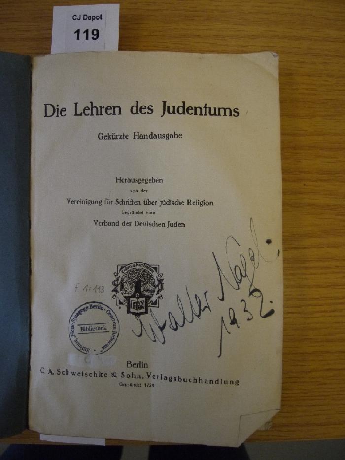 - (Nagel, Walter), Von Hand: Autogramm; 'Walter Nagel 1932'. 