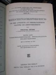 Ic 62 c 1: Wahrscheinlichkeitstheorie, Fehlerausgleichung, Kollektivmasslehre (1914)