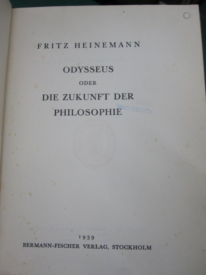 Ha 455: Odysseus oder die Zukunft der Philosophie (1939)