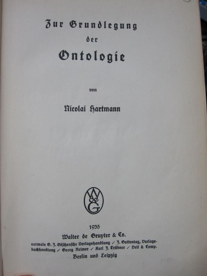 Hn 103 2. Ex.: Zur Grundlegung der Ontologie (1935)