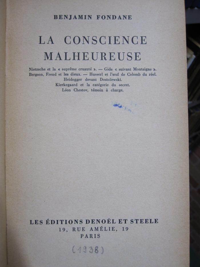 Hb 148 1938: La Conscience Malheureuse ([1938])