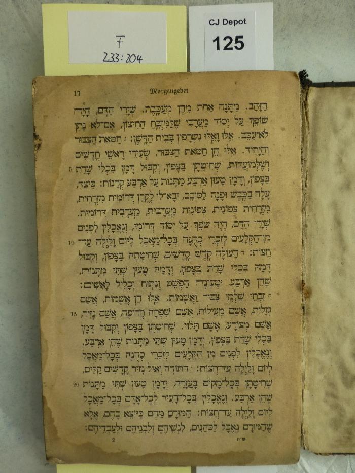 F 233 204: Gebetbuch [Rückdeckel, Buchrücken und Titelblatt fehlen] (o.A.)