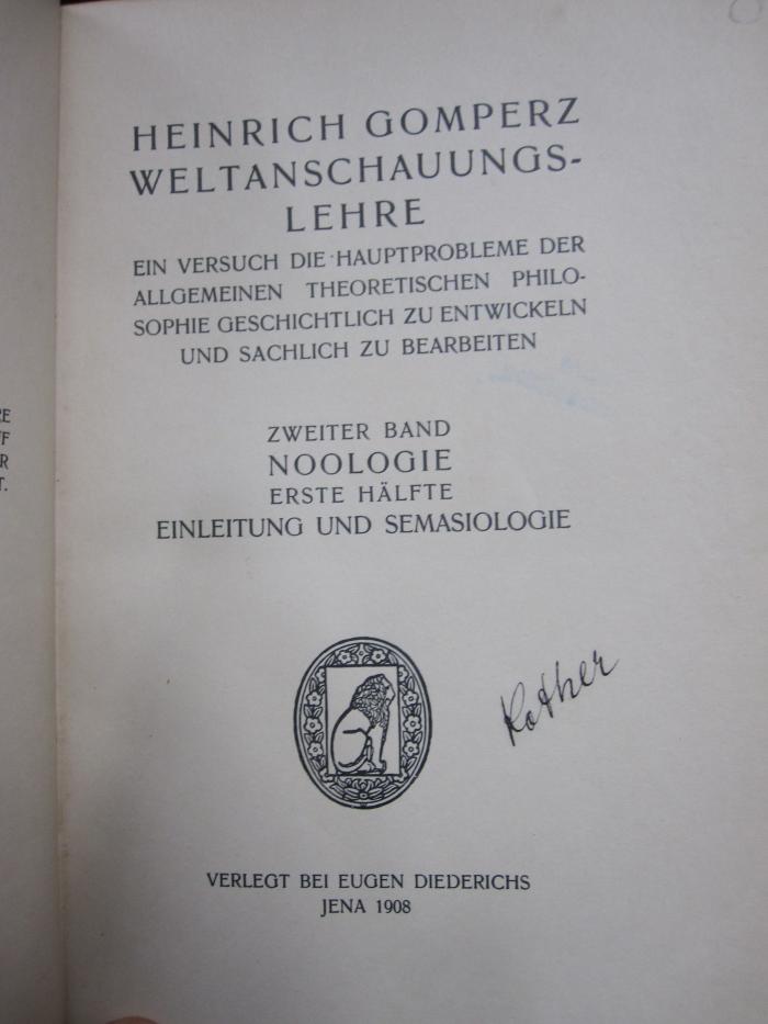 Hc 51 2,1: Noologie : Einleitung und Semasilogie (1908)