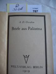 D 31 208: Briefe aus Palästina (1919)