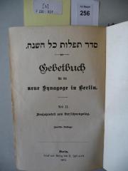F 233 321 [2]: Seder tefillot kol ha-shanah. Gebetbuch für die neue Synagoge in Berlin. 2. Teil. Neujahrsfest und Versöhnungstag. (1912)