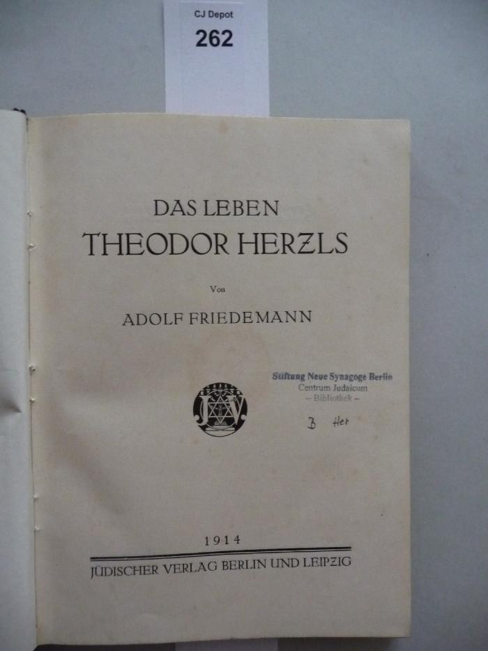 B Her: Das Leben Theodor Herzls (1914)