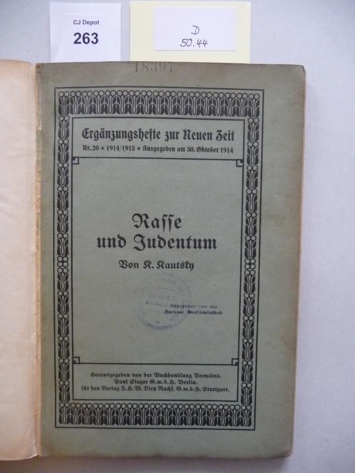 D 50 44: Rasse und Judentum (1914)