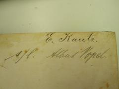 G46 / 1865 (Kautz, E.;Vopel, Albert), Von Hand: Name, Widmung; 'E. Kautz.
s/l. Albert Vopel.'. 