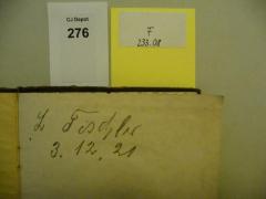 - (Tischler, L.), Von Hand: Autogramm; 'L Tischler
3.12.21'. 