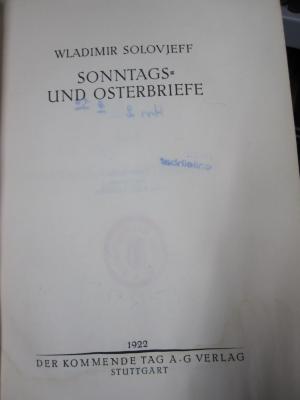 Hn 277 b 1,2: Sonntags- und Osterbriefe (1922)