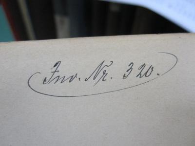 Hp 46 g: Psychologische Skizzen zur Einführung in die Psychologie (1905);G46 / 3518 (unbekannt;Schultze, Walter), Von Hand: Exemplarnummer; 'Inv. Nr. 320.'.  (Prototyp)