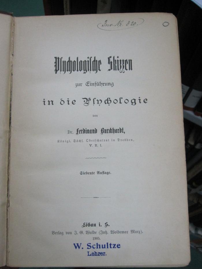 Hp 46 g: Psychologische Skizzen zur Einführung in die Psychologie (1905)