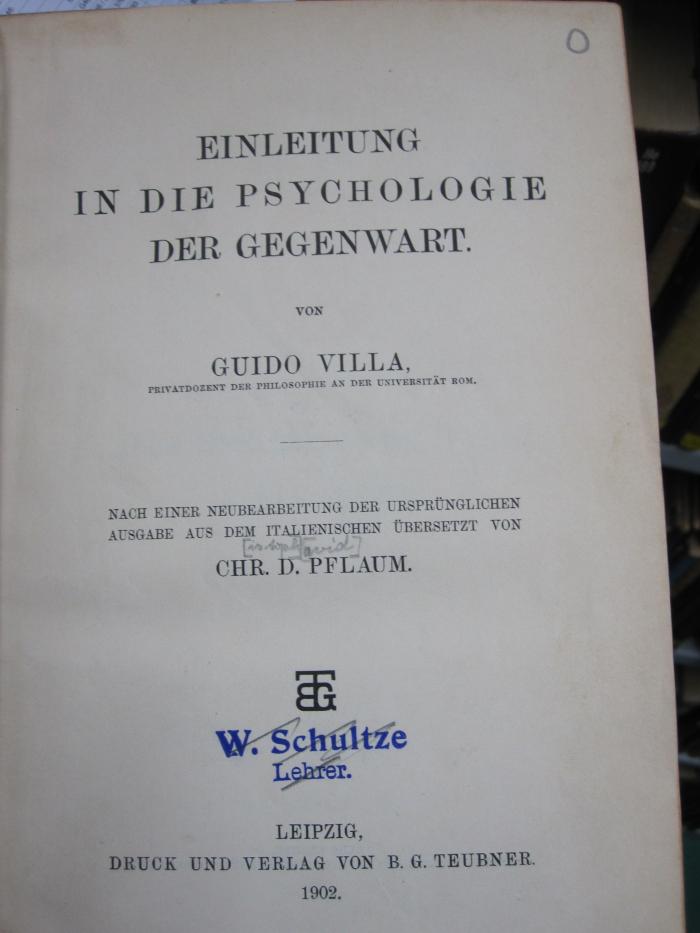 Hp 47: Einleitung in die Psychologie der Gegenwart (1902)