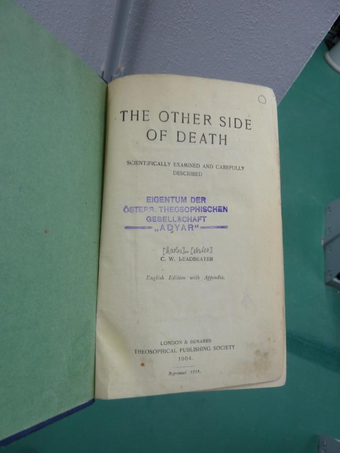 Hw 111 1911: The other side of death : scientifically examined and carefully described (1911)