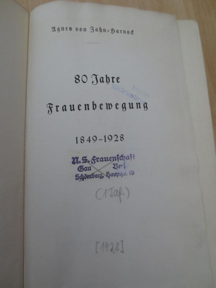 Fe 291: 80 Jahre Frauenbewegung : 1849 - 1928 ([1928])