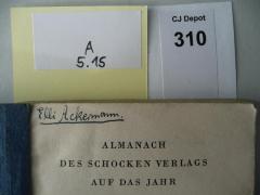 - (Ackermann, Elli), Von Hand: Autogramm; 'Elli Ackermann'. 