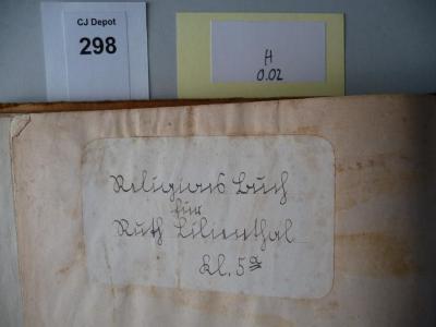 - (Lilienthal, Ruth), Von Hand: Autogramm; 'Religionsbuch für Ruth Lilienthal
Kl. 5a'. 