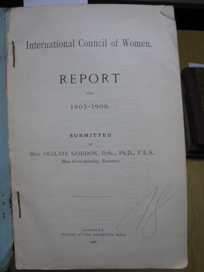 FrFr 132 1905-06: International Council of Women : Report for 1905-1906 (1906)