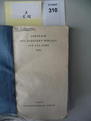 A 5 15: Almanach des Schocken Verlags. Auf das Jahr 5695
 (1934/35)